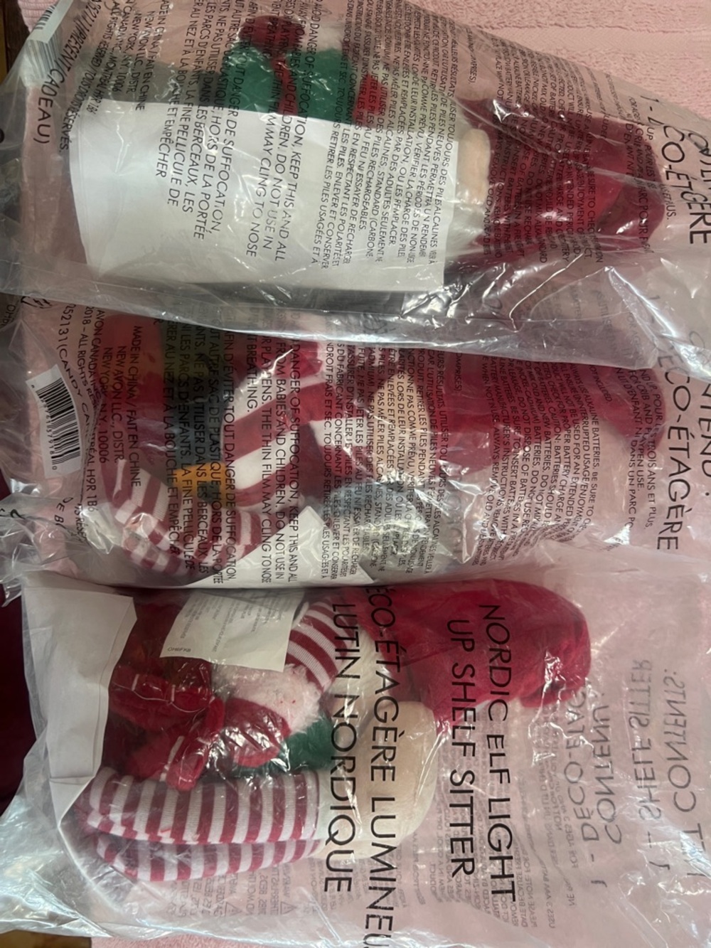 Avon Red White Green Nordic Elf Shelf Sitter Holiday Figurines